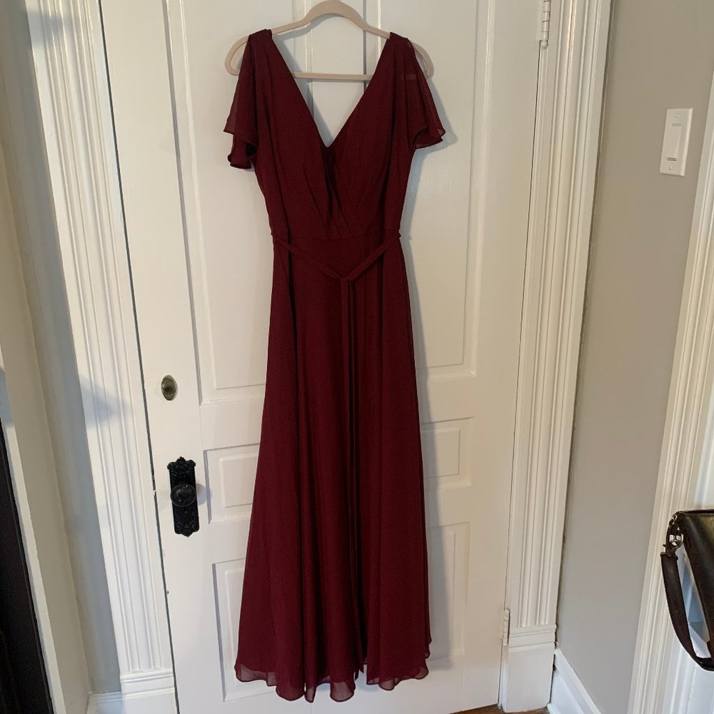 J.J. HOUSE | Women's Cabernet A-Line Floor Length Bridesmaid | 10